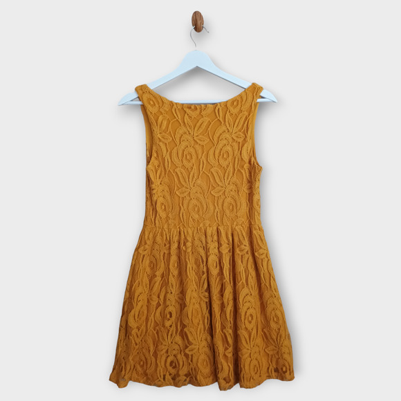 Anthropologie Moulinette Sœurs Dress Women XS Yellow Bergamot Floral Lace Twee - Picture 2 of 6